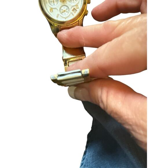 Michael Kors Watch Women TwoTone MK5742 White Gold Face Stainless Steel Back - Picture 3 of 13